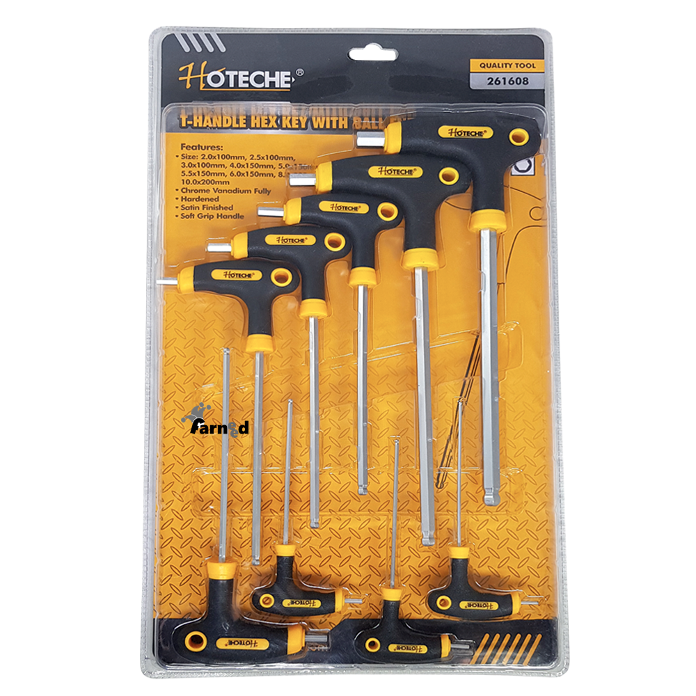 JUEGO DE LLAVES HEXAGONALES EN T TAMAÑOS DE 2 A 10 mm 9 PIEZAS KIT HEXAGONAL BLISTER 146