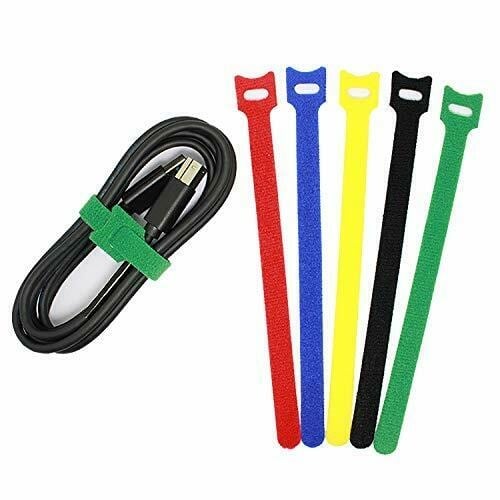 JUEGO DE 6 ABRAZADERAS DE VELCRO AUTOADHESIVAS COLORES MIXTOS 13X300 mm CABLES DE NYLON CABLE 596