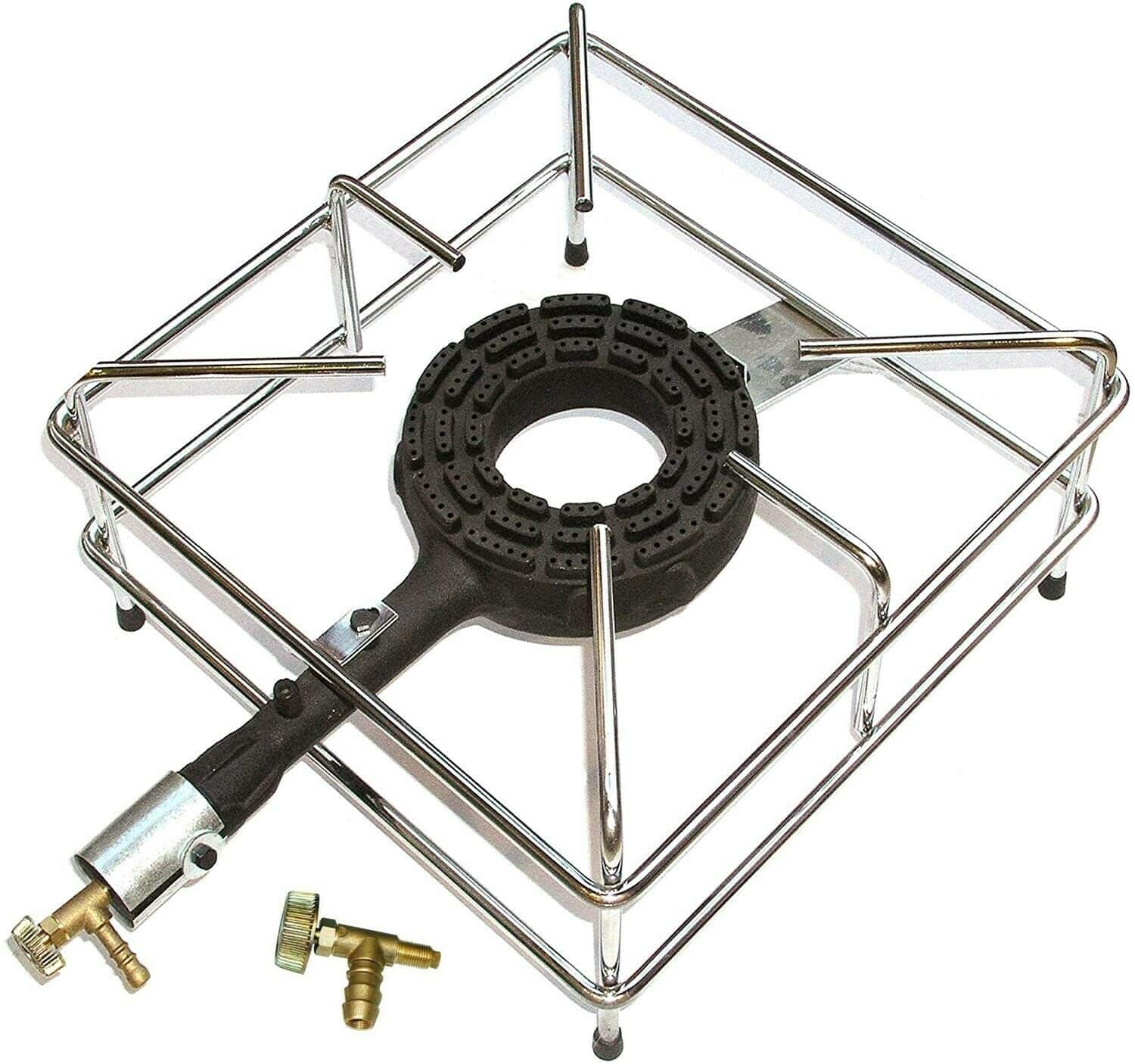 ESTUFA DE GAS CM 40X40 QUEMADOR DE HIERRO FUNDIDO CROMADO + BOQUILLA DE GNC