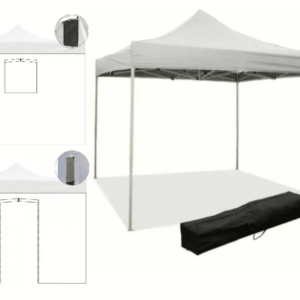 GAZEBO 3X3 MT BOLSO DE JARDÍN Y PAREDES LATERALES PLEGABLES EN ACORDEÓN METÁLICO YS