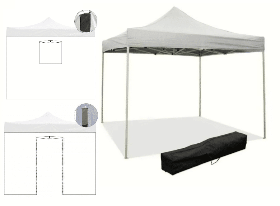 19535 GAZEBO 3X3 MT BOLSO DE JARDÍN Y PAREDES LATERALES PLEGABLES EN ACORDEÓN METÁLICO YS