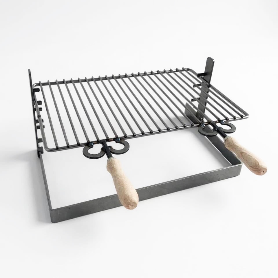 Parrilla de hierro ajustable para barbacoa de 60 x 38 cm, estufa de cocina para camping y chimenea