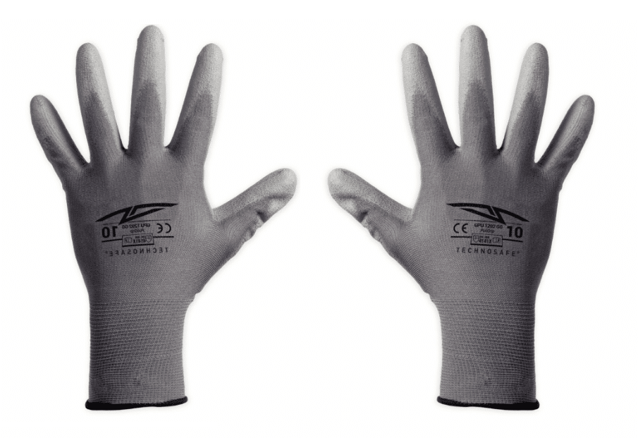 12 Pares de Guante de Trabajo de Poliuretano Par Gris 02GG Talla 9