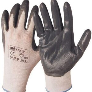 12 PARES DE GUANTES DE TRABAJO RECUBIERTOS DE NYLON / NITRILO TALLA 9 par de guantes
