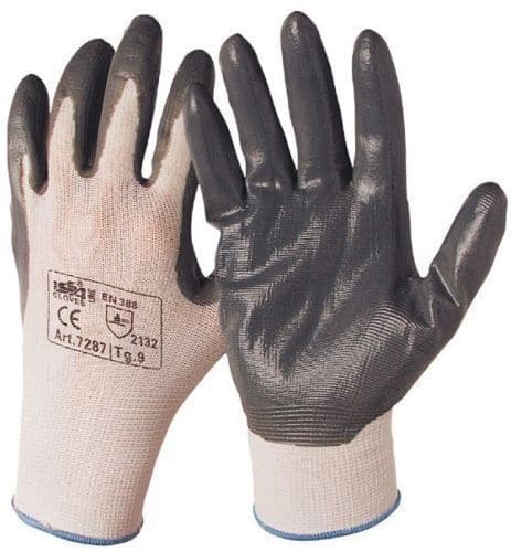 120 PARES DE GUANTES DE TRABAJO RECUBIERTOS DE NYLON/NITRILO TALLA 10 PAR DE GUANTES