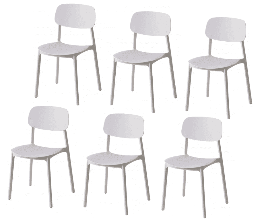 Conjunto de 6 sillas de polipropileno para cocina bar restaurante uso interior y exterior color blanco 719k