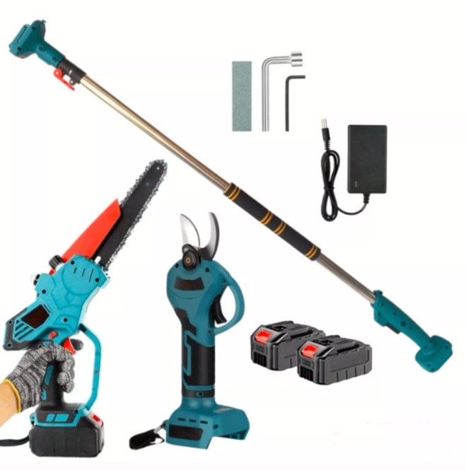 Kit motosierra 8" batería + tijeras tijeras tijeras 21v poda telescópica de pértiga poda de jardín 816ox