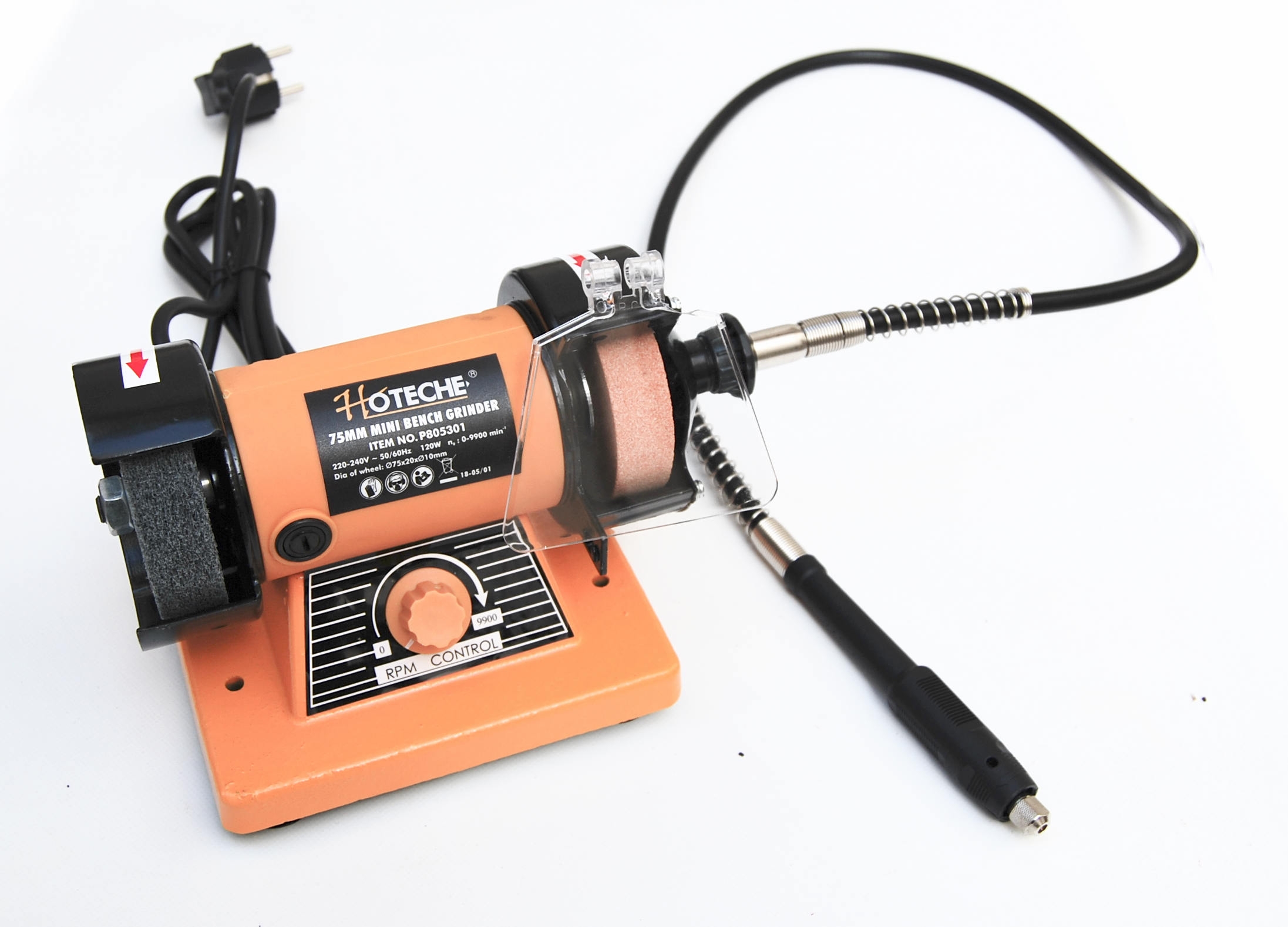 AMOLADORA DE BANCO 120W PIEDRA 75MM CEPILLO ALARGADOR FLEXIBLE AMOLADORA DRIMEL 448