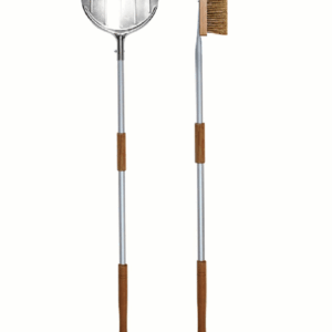 KIT SET PALA CUADRADA CEPILLO PEQUEÑO PARA PIZZA PIZZAS HORNO DE LEÑA 2 PIEZAS