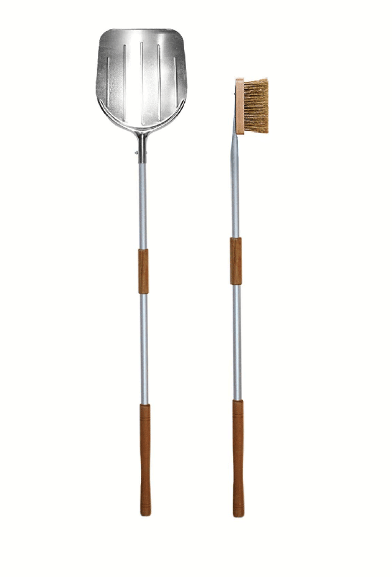 KIT SET PALA CUADRADA CEPILLO PEQUEÑO PARA PIZZA PIZZAS HORNO DE LEÑA 2 PIEZAS