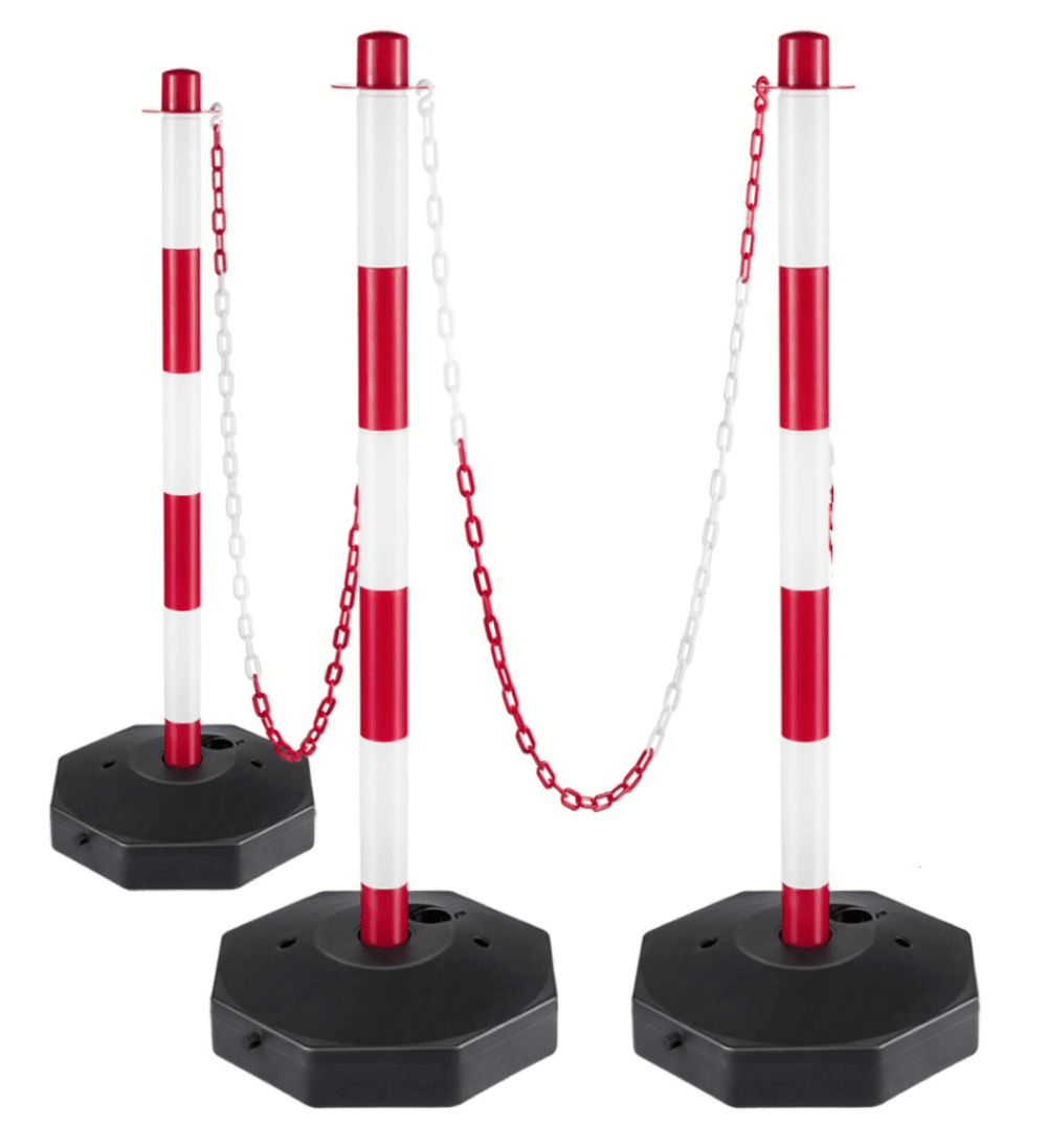 KIT 3 BOLARDO BASE DE COLUMNA DE SEÑALES DE TRÁFICO H CM 90 POSTES DE CADENA DE PLÁSTICO 10 MT