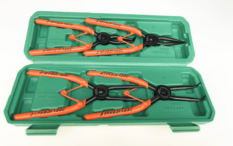 Juego de 4 alicates para sujetar anillos internos y externos seeger ensanchar y apretar 180mm 448l