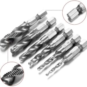 JUEGO DE BROCAS 6 PIEZAS DE ROSCA HSS M3 M4 M5 M6 M8 M10 HEXAGONAL 1/4 "