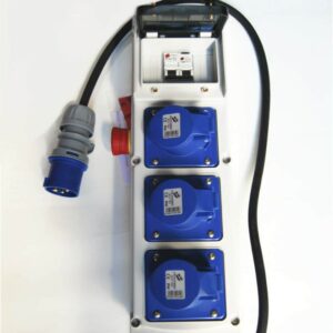 CUADRO ELÉCTRICO MONOFÁSICO PARA OBRA 3 TOMAS DE CORRIENTE CERTIFICACIÓN 16A PULSADOR DE EMERGENCIA 011P