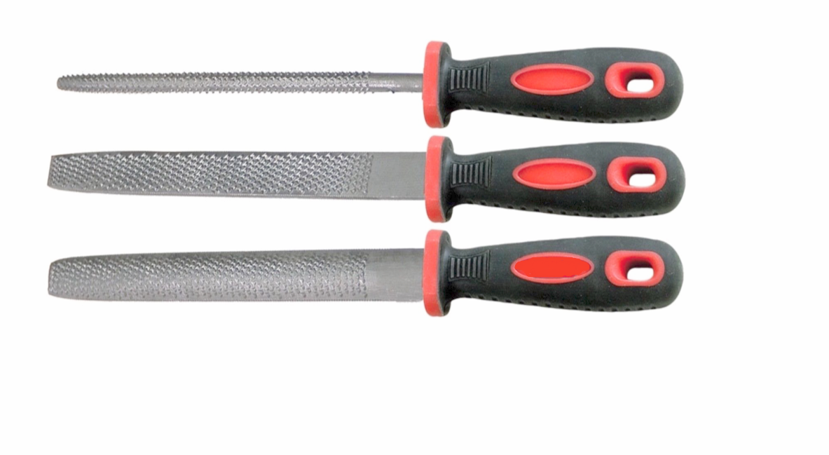 SET 3 PIEZAS ESCOFINAS DE CAL LIMA RASPA MADERA 200 mm 8" PLANO REDONDO 107HOT