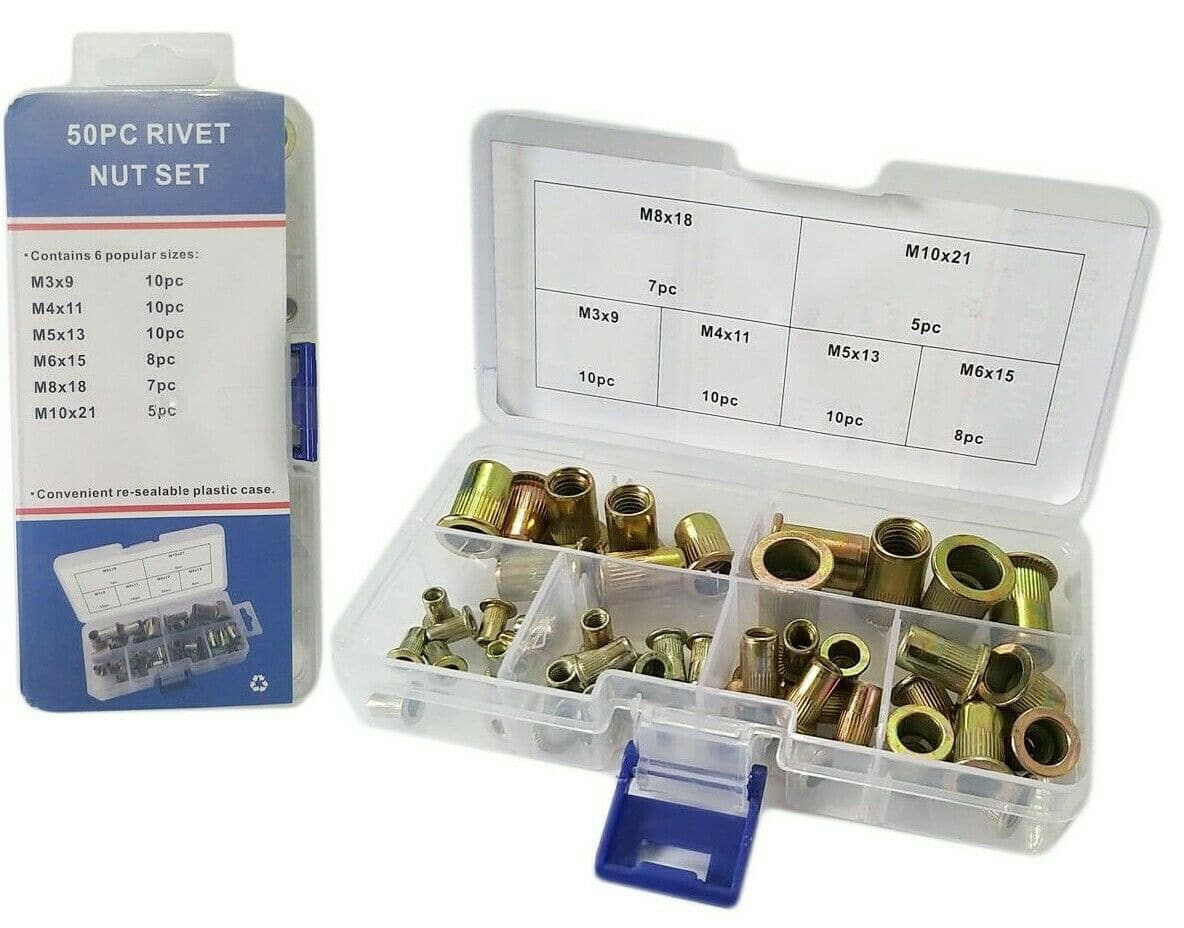 JUEGO 50 PIEZAS REMACHES ESPÁRRAGOS ROSCADOS INSERTOS DE REMACHADORA DE COBRE M3 M4 M5 M6 M8 M10