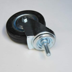 RUEDA DE CARRO DE GOMA GIRATORIA PARA MUEBLES 4" CONEXIÓN DE PASADOR ROSCADO M10X30