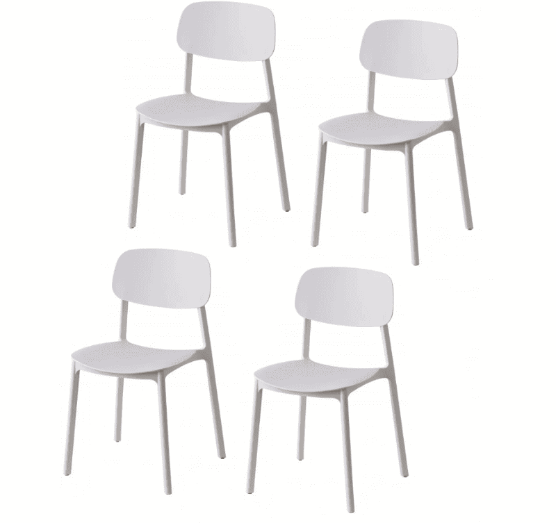Conjunto de 4 sillas de polipropileno para cocina bar restaurante uso interior y exterior color blanco 719k