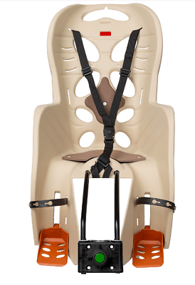 ASIENTO DE BICICLETA PARA NIÑOS HOMOLOGADO FIJACIÓN DE CUADRO 22Kg TRASERO BEIGE FRAA 134