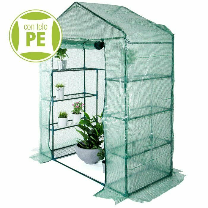 INVERNADERO CASA BALCÓN TERRAZA PROTECCIÓN VEGETAL 8 ESTANTES PE cm140x72