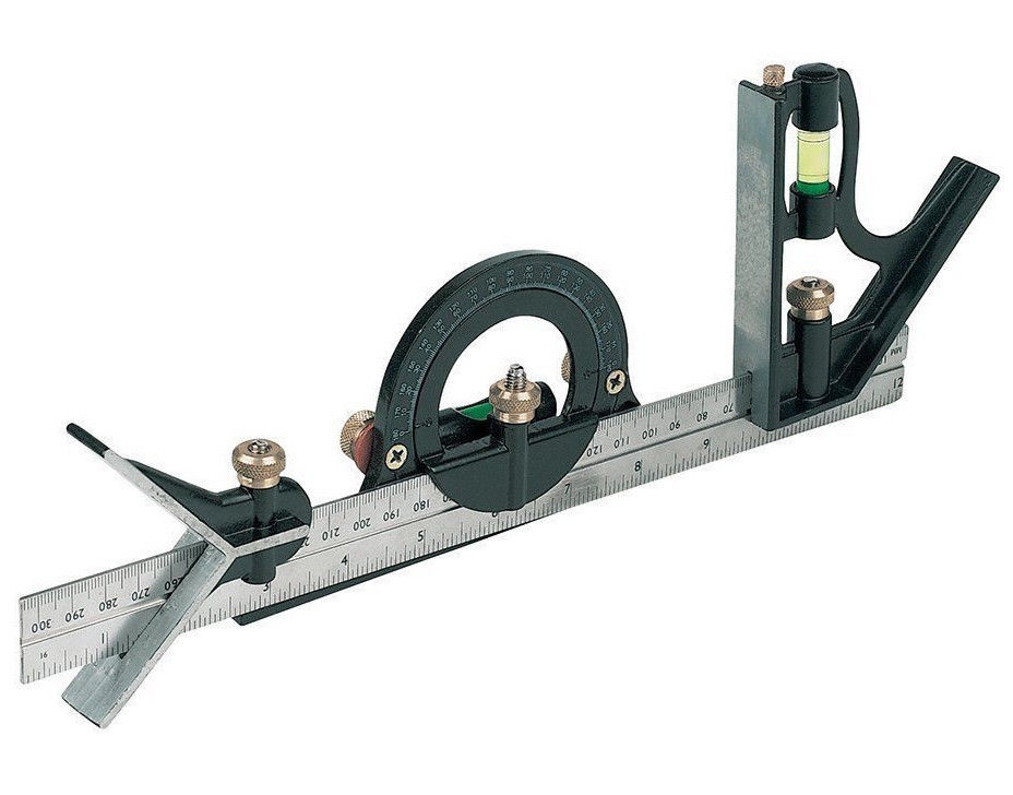 JUEGO COMBINADO CUADRADO CON HOJA DE ACERO DE NIVEL MÉTRICO 300 MM 849 SILV