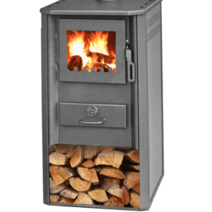 ESTUFA DE LEÑA PUERTA DE VIDRIO DE ACERO 8-9 KW CHIMENEA CHIMENEA cm 49x46x93 ANTRACITA OG