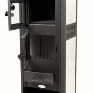 ESTUFA DE LEÑA VIDRIO DE ACERO 12 KW CON HORNO DE LEÑA cm 48x42x117 BEIGE RO248