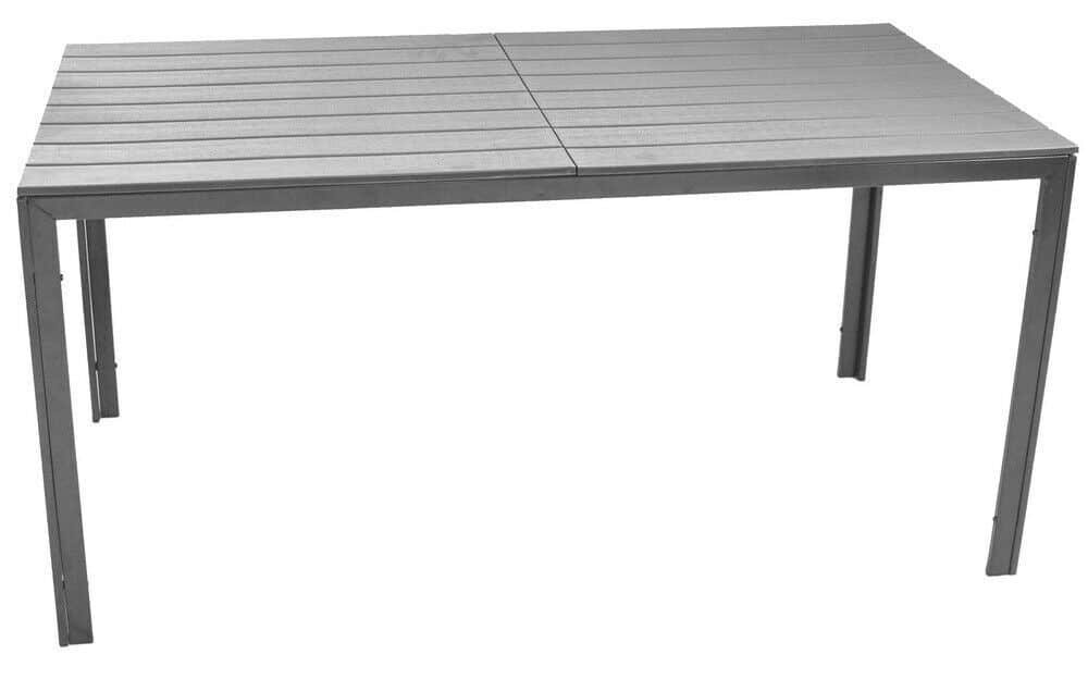 MESA DE JARDÍN DE EXTERIOR RESINA PLÁSTICA EFECTO MADERA GRIS 156x78x74h 345v
