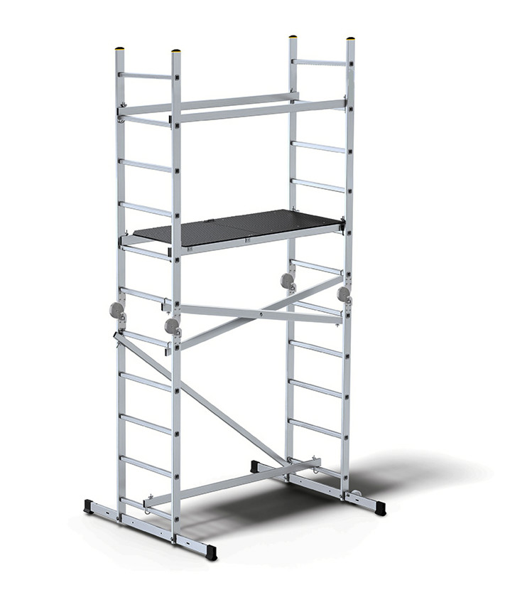 Escalera de plataforma de andamio de aluminio ajustable de 11 peldaños IK