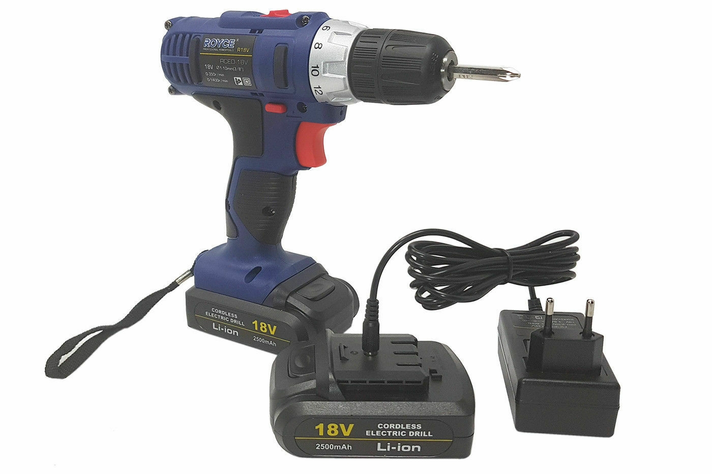 DESTORNILLADOR TALADRO BATERÍA 18V 2 BATERÍAS RECARGABLES ESTUCHE DE LITIO 316