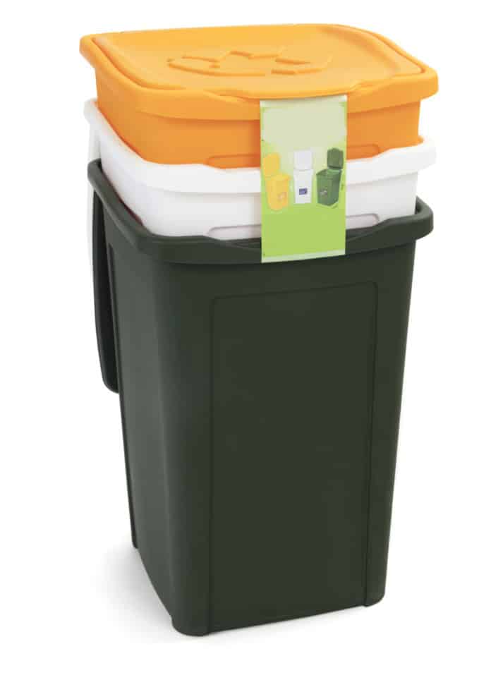 17170 Tris bins cubos de basura clasificación de residuos plásticos amarillo blanco verde 637du